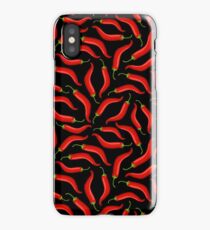 Hot red chili pepper pattern with black background iPhone Case