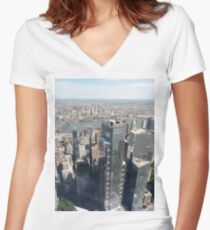 Manhattan, #Manhattan, New York, #NewYork, NYC, #NYC, New York City, #NewYorkCity Women's Fitted V-Neck T-Shirt