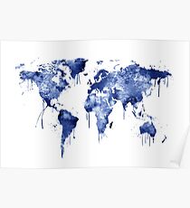 Watercolor Map of the World Map Poster
