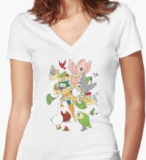 Cuddle All The Birds Women's Fitted V-Neck T-Shirt