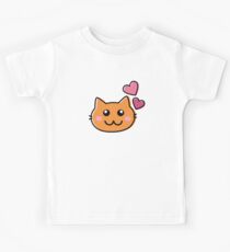Cute Cat With Love Hearts Kids Tee