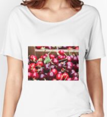 Box of big red cherries and natural vegetarian vegan biologic Women's Relaxed Fit T-Shirt