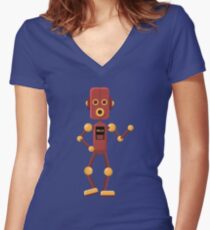 Robot Women's Fitted V-Neck T-Shirt