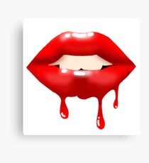 red glossy lips dripping drawing Canvas Print