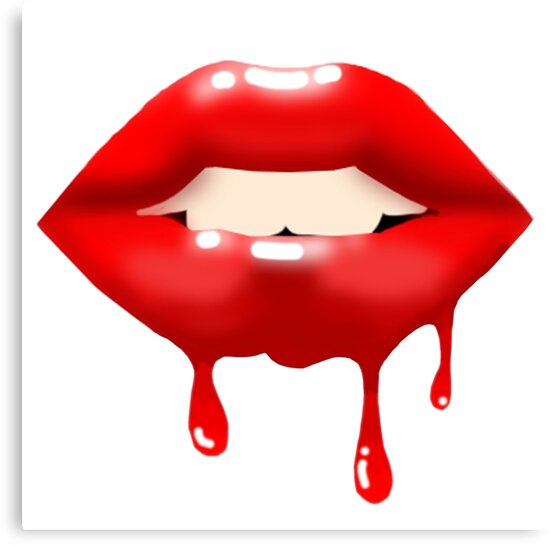 "red glossy lips dripping drawing " Canvas Print by Simonsdesign