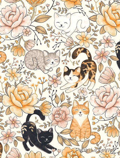 Item preview, Cottage Cat Coquette in Ginger Orange designed and sold by Perrin Le Feuvre.