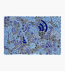 Blue Doodle Pattern Photographic Print