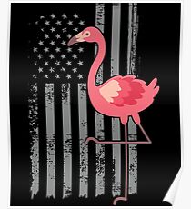 American Flag Pink Flamingo Independence Day USA Poster
