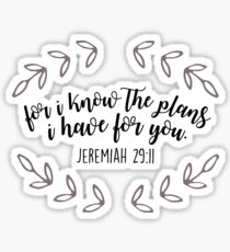 Pegatina Jeremías 29:11 porque sé los planes que tengo para ti
