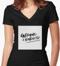 Caffeine and Kindness Women's Fitted V-Neck T-Shirt