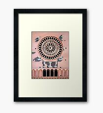 Assisi Cathedral. oil painting of the rose window. Italy. Framed Print