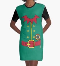 Elf Costume for Carnaval Christmas Halloween Party Graphic T-Shirt Dress