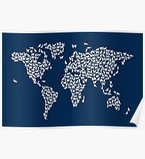 Cats Map of the World Map Poster