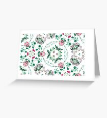 vintage colorful leaves color summer seamless retro green elegance repeat pattern Greeting Card