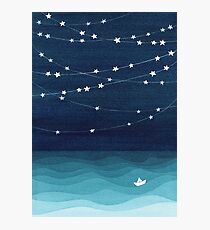 Garland of stars, teal ocean Photographic Print