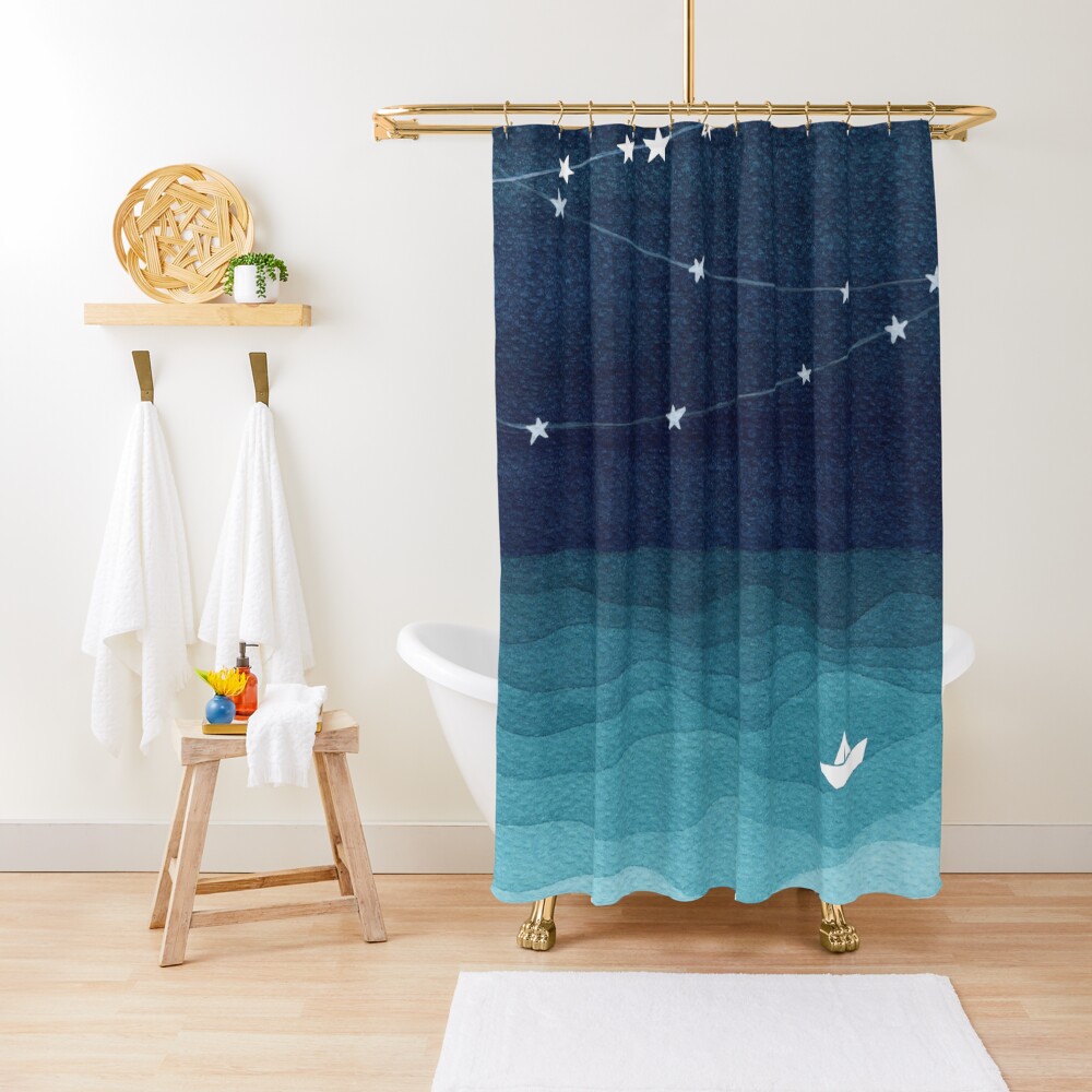 Garland of stars, teal ocean Shower Curtain