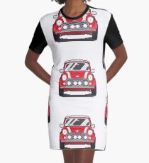 Red Classic Mini with white stripes Graphic T-Shirt Dress