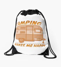 Camping Makes Me Happy Drawstring Bag