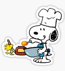 Snoopy and Woodstock cooking - Sticker Sticker