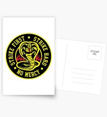 Cobra Kai Strike Hard Strike Zuerst keine Gnade Postkarten