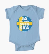 Ja, Jag Prata Svenska, Schweden Aufkleber, Schweden Flagge, blau bg Baby Body Kurzarm