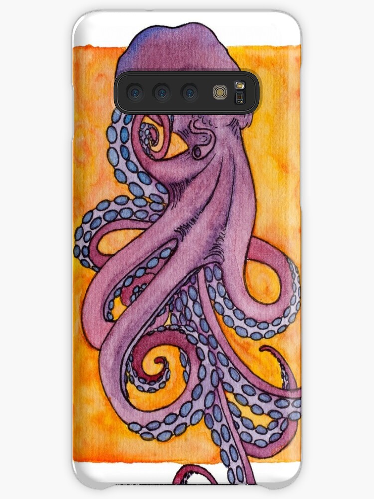 Purple Octopus Tattoo Style Watercolor Illustration Case Skin