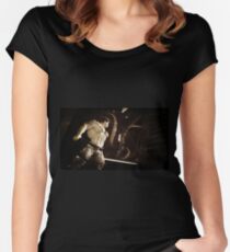 Dystopia hero against the octopus monster - retro 2 Women's Fitted Scoop T-Shirt
