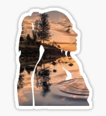 Double Exposure Woman Sticker