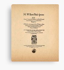 Shakespeare King Lear Quarto Front Piece Canvas Print