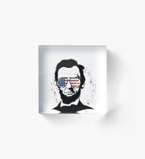 Abraham Lincoln American Fag Sun Glasses Fireworks Acrylic Block