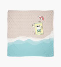 Cat Sunbathing on the Beach Scarf