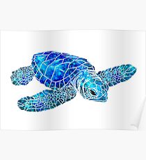 Sea Turtle Watercolor Art Poster