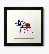 Pig USA Flag Red White Blue Stars Stripes Framed Print