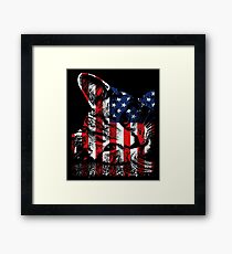 Cat USA Flag Red White Blue Stars Stripes Framed Print