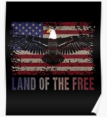 American Flag and Eagle Land of the Free Patriotic Design Poster