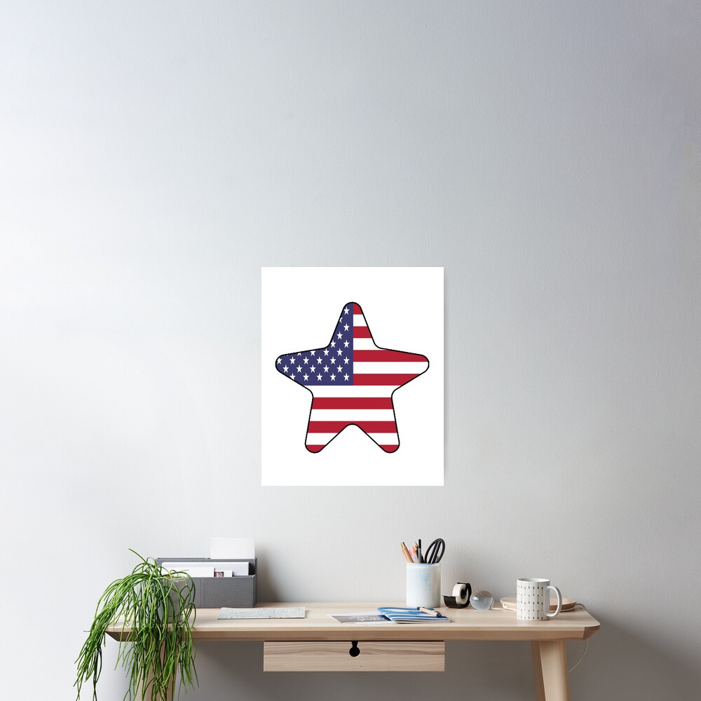 American Flag Starfish Happy 4th of July Póster