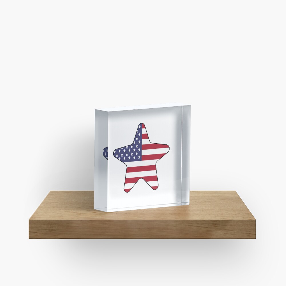 American Flag Starfish Happy 4th of July Bloque acrílico