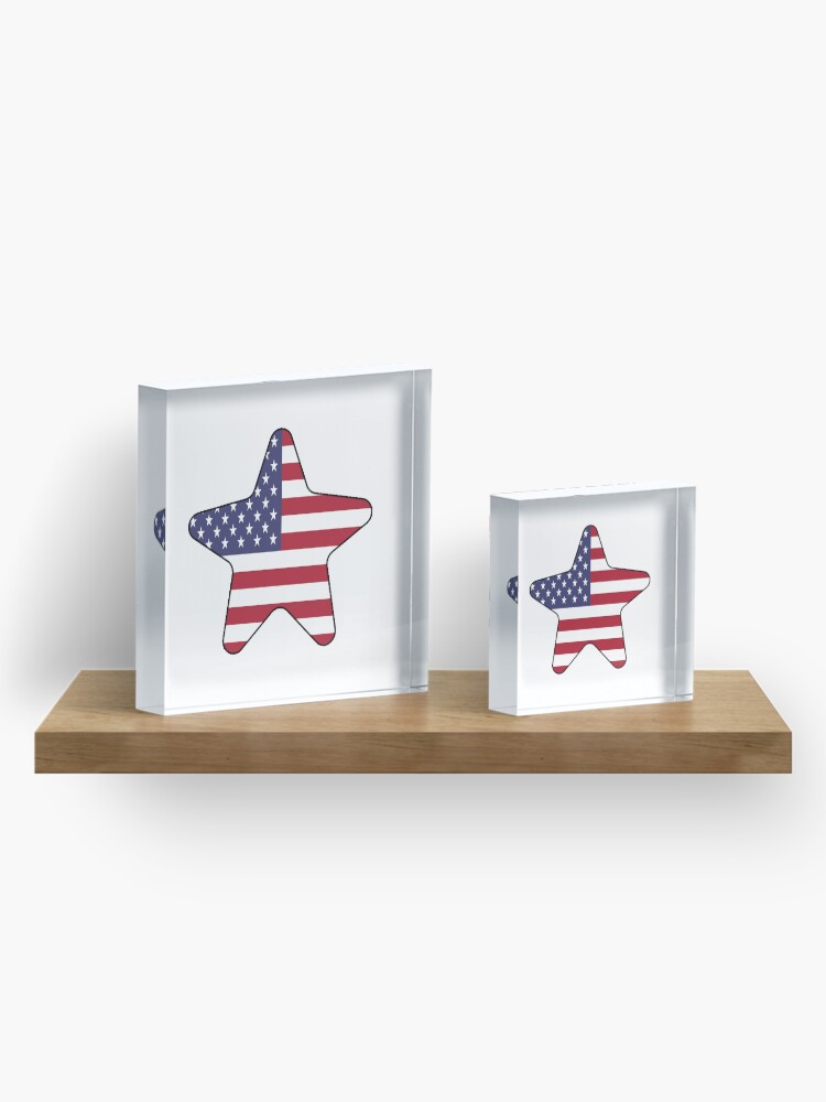 Vista alternativa de Bloque acrílico American Flag Starfish Happy 4th of July