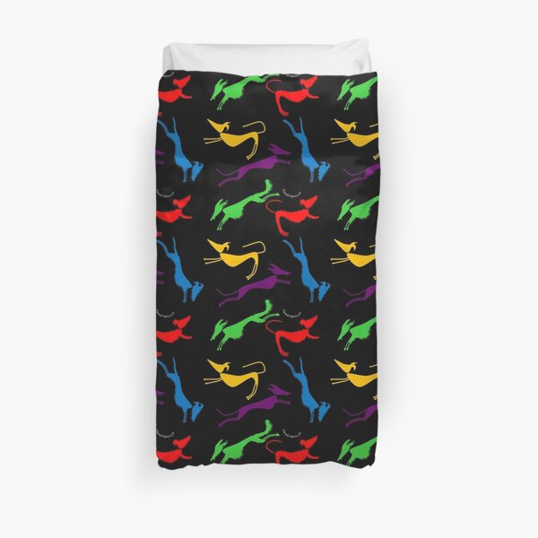 Rainbow silhouette sighthounds! Duvet Cover