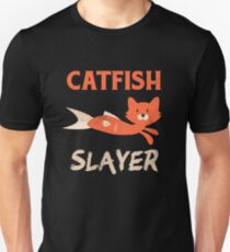 Catfish Slayer Fishing Cat Head Fish Body Fisherman Unisex T-Shirt
