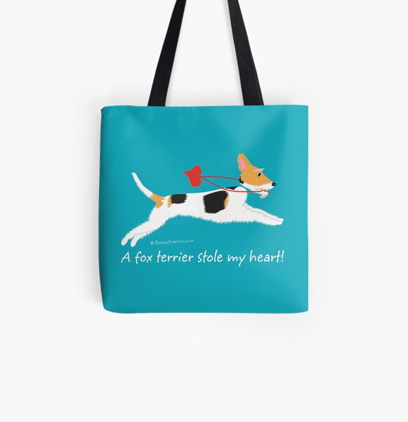 "A fox terrier stole my heart!" (wire haired fox terrier) All Over Print Tote Bag