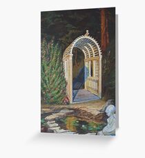 Garden Arbor Pond Painting - Arcylic Greeting Card