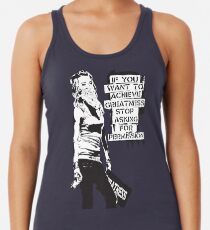 Banksy quote graffiti If You Want to Achieve Greatness stop asking for permission black and white with Banksy tag signature Women's Tank Top