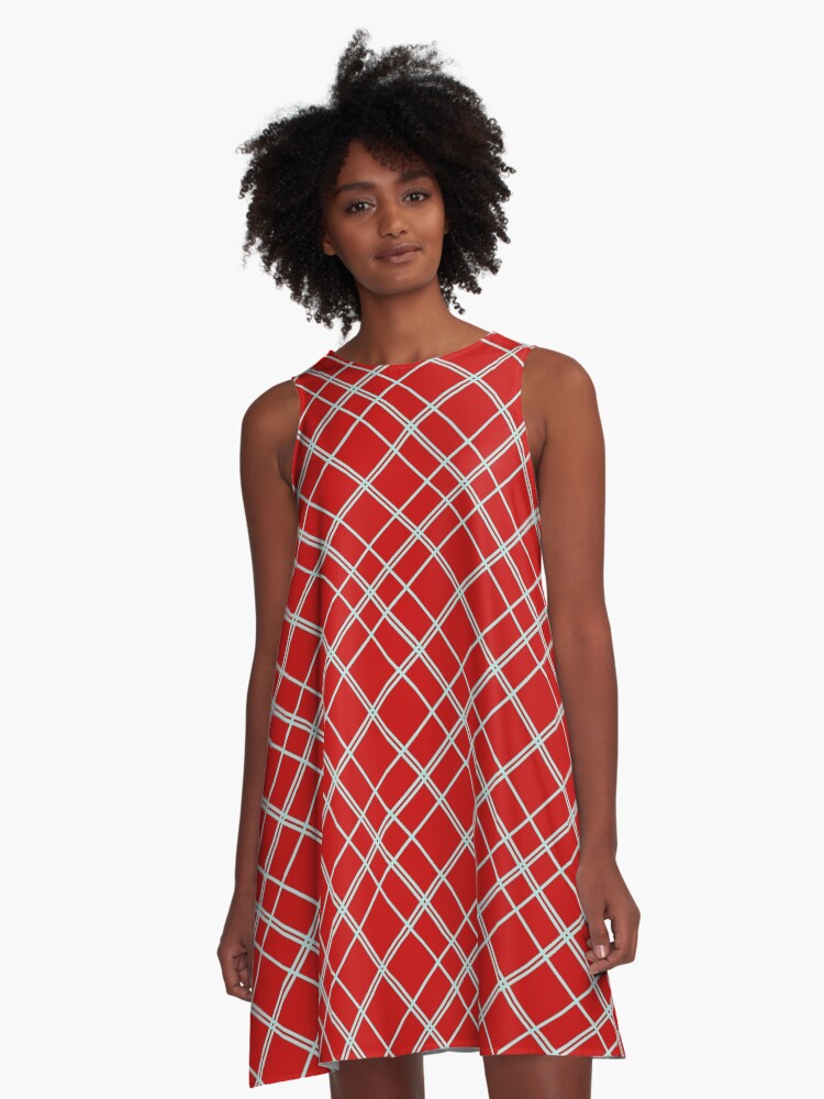 red pinstripe dress