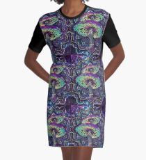 Trippy Shroom Art Graphic T-Shirt Dress