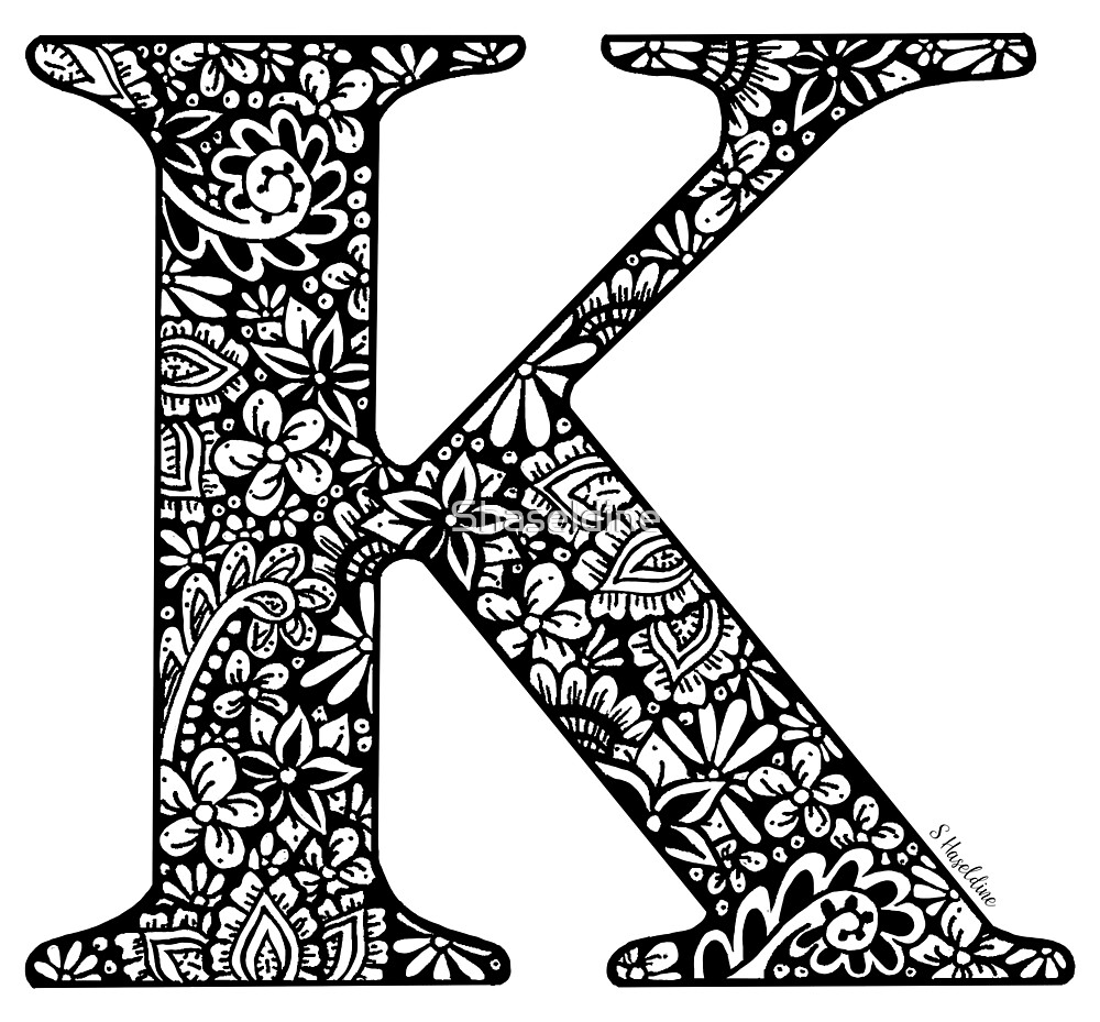 Floral Letter K Capital Letter By Shaseldine Redbubble