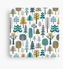 Snowy woods on white background Canvas Print