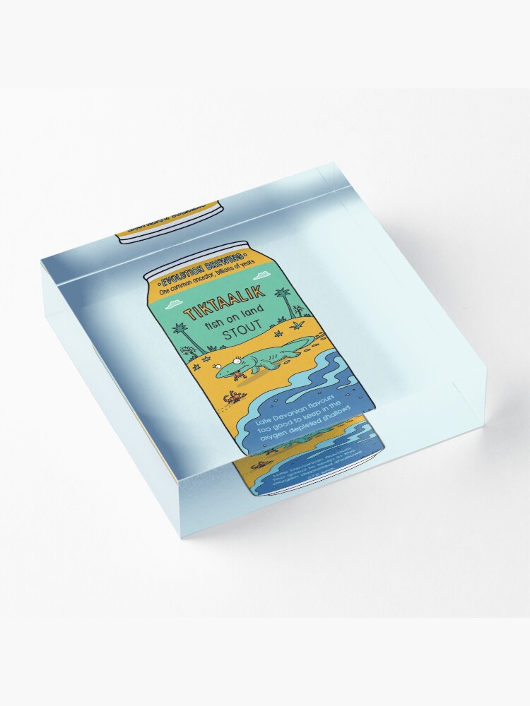 Alternate view of Evolution Brewing Tiktaalik Fish on Land Stout Acrylic Block