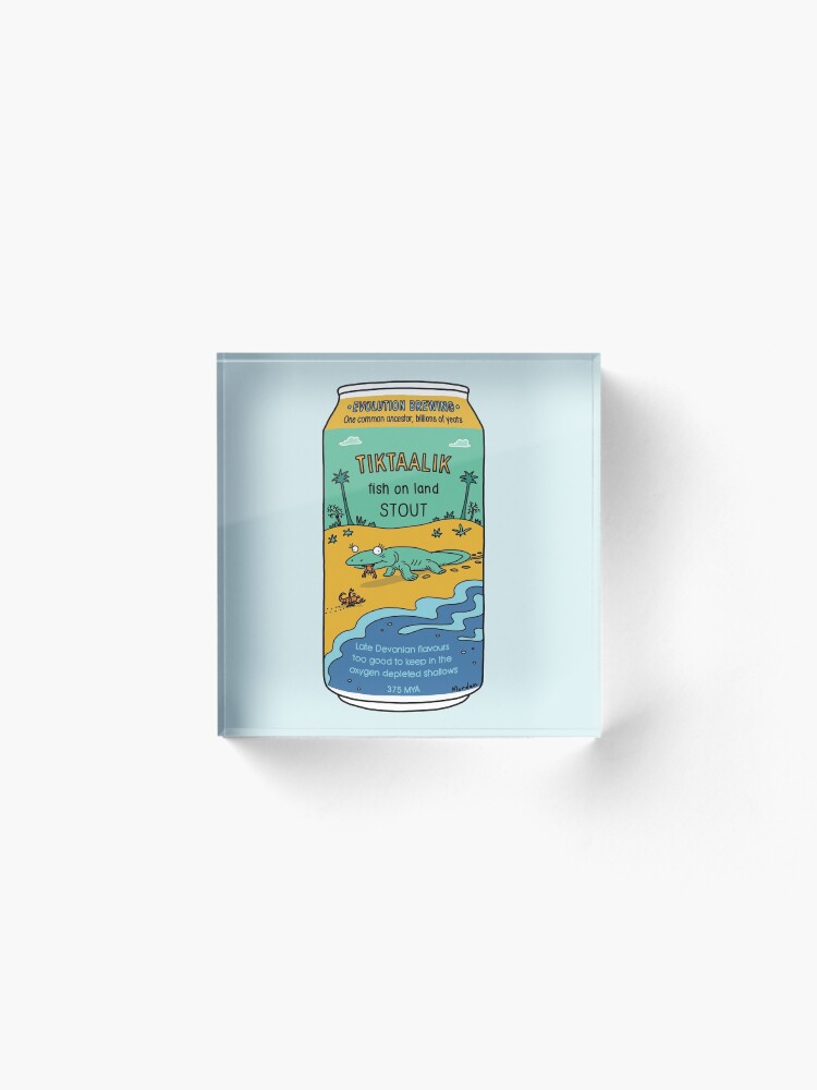 Alternate view of Evolution Brewing Tiktaalik Fish on Land Stout Acrylic Block