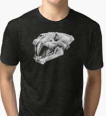 Xenosmilus sabertooth cat skull | Pencil Art Tri-blend T-Shirt